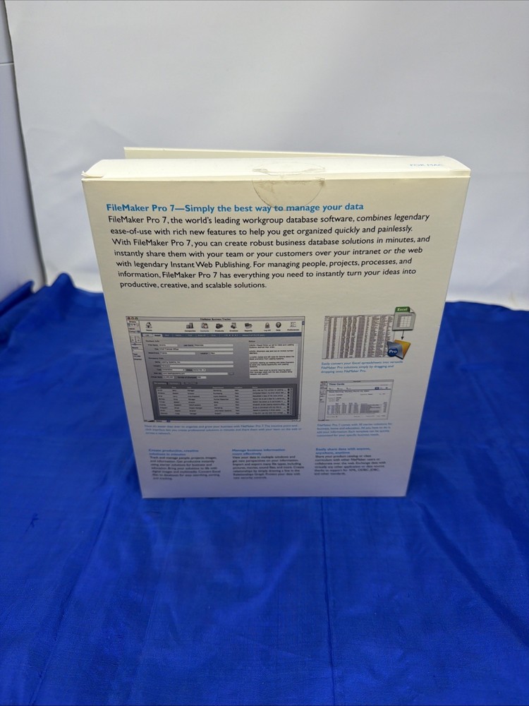 FileMaker Pro 7 Software for Mac CD-ROM Complete with Box & Manuals