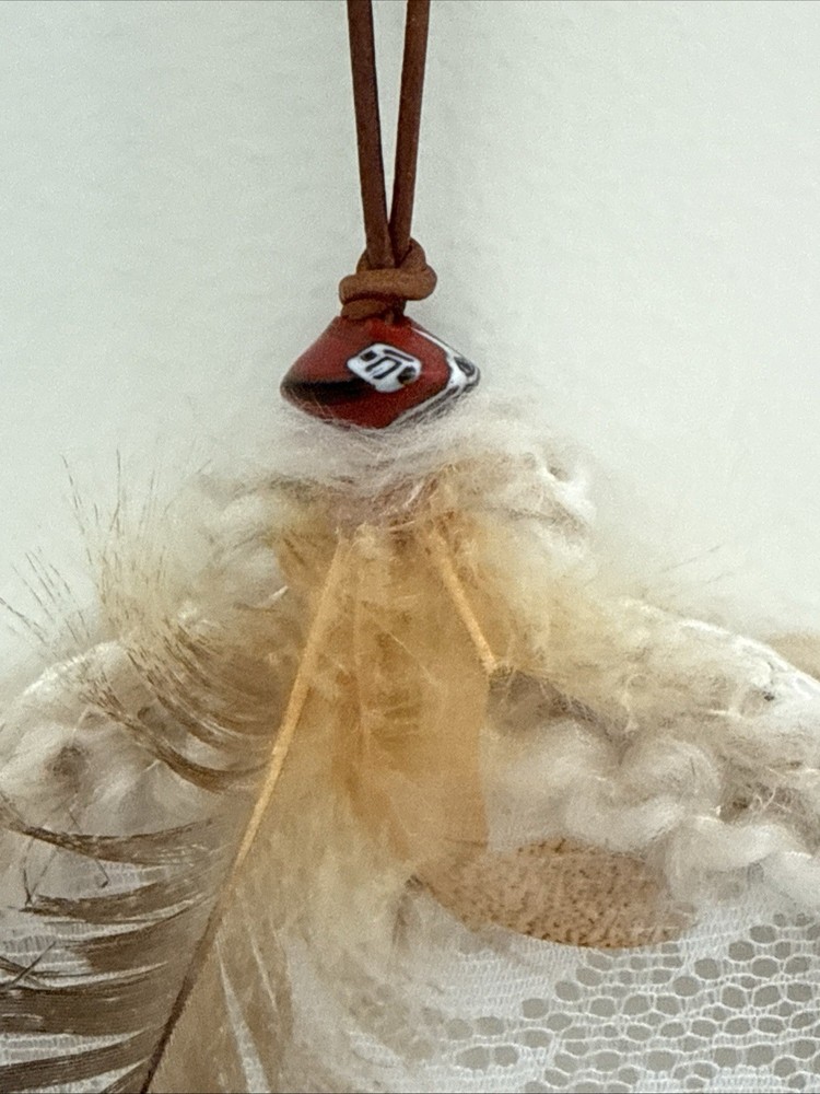 Upcycled Boho Decor Fabric Lace Wall Art Dreamcatcher Feathers Pixie Fairy