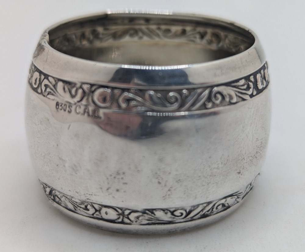 Danish 830 Silver Napkin Ring, minor repair
