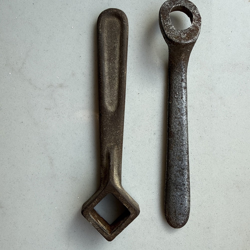 2 Vintage spanner key shank fob handle