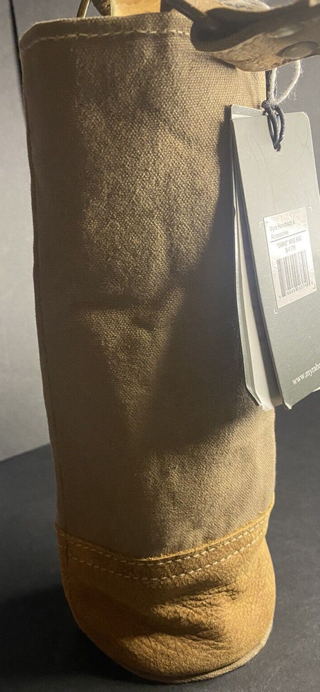 Myra Wine Bag "WINE IS DEVINE" Canvas & Leather Pouch. NEW WITH TAGS!