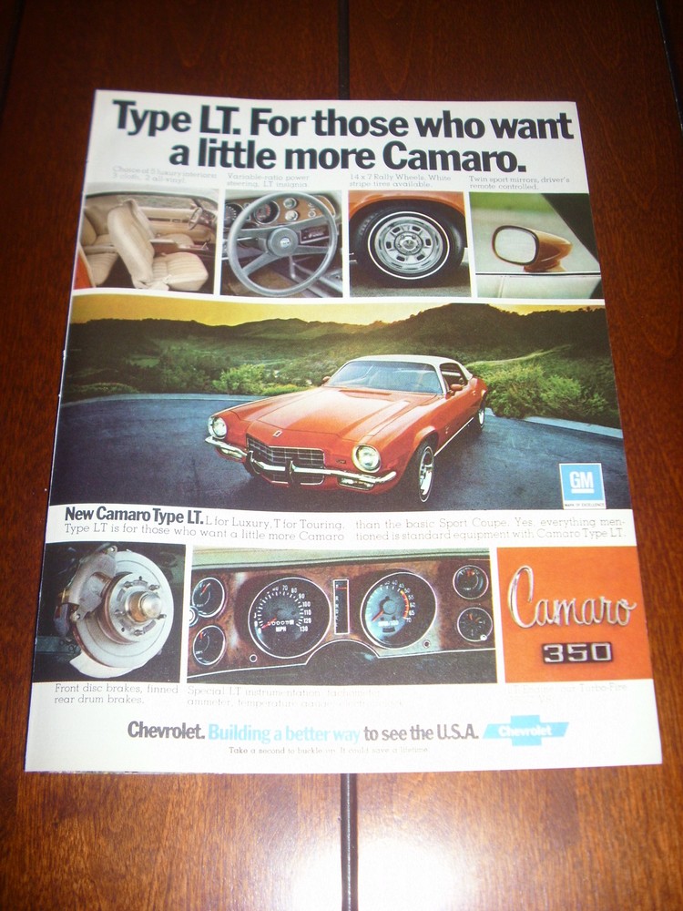 1973 CAMARO TYPE LT ORIGINAL AD