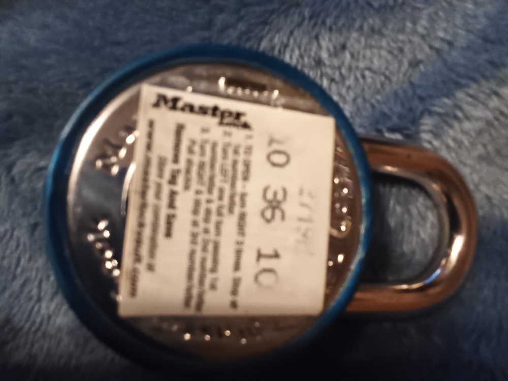 Blue Master combination lock,numbers on back.