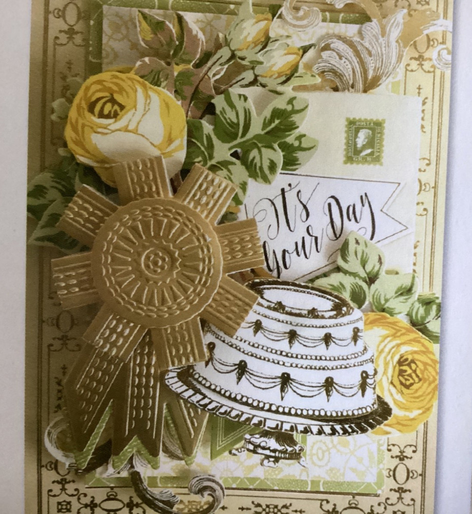 Anna Griffin Blue Ribbon Cut and Emboss Folder Stitched Rosette