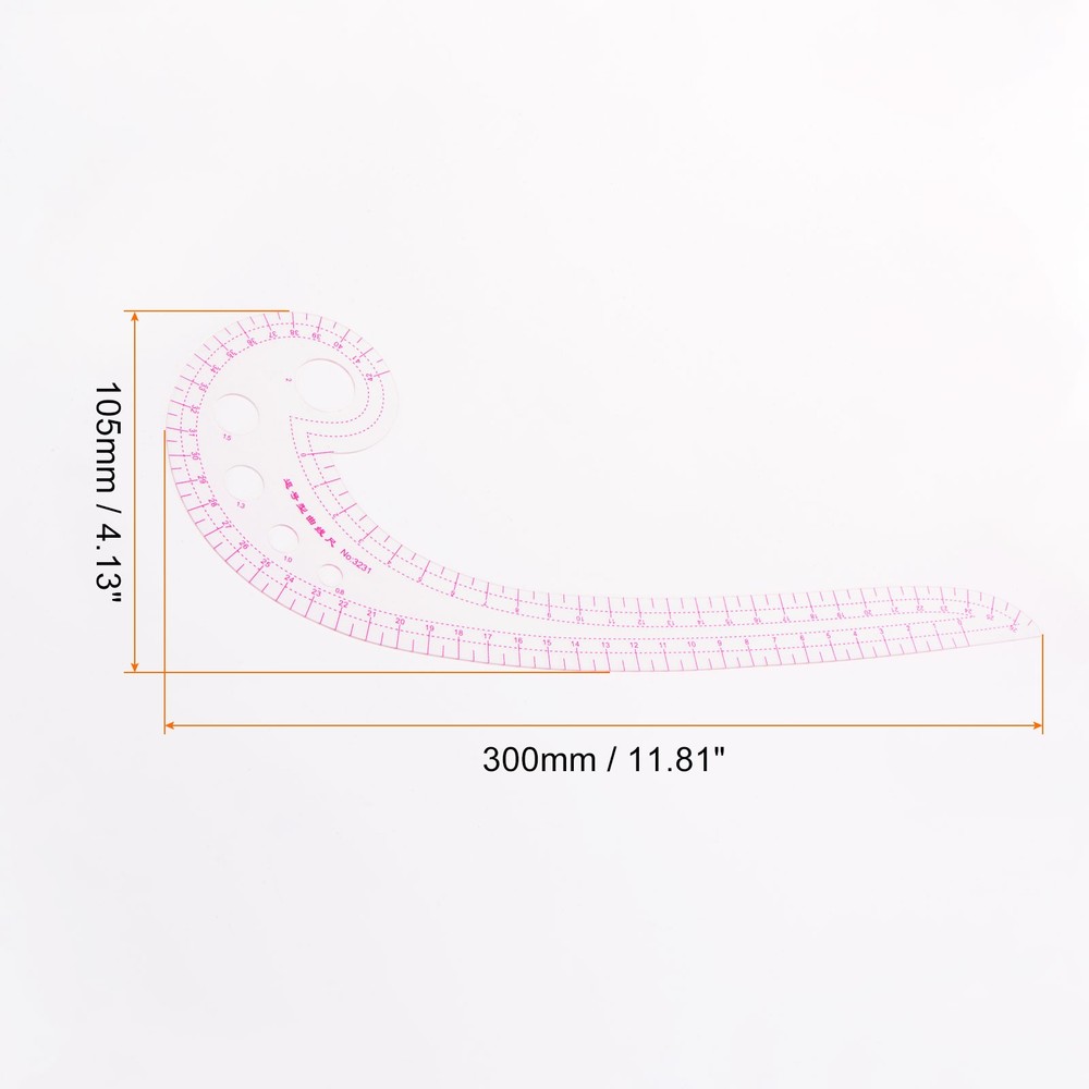 Styling Sewing French Curve Ruler 30x10.5cm Clear Pattern Making Ruler