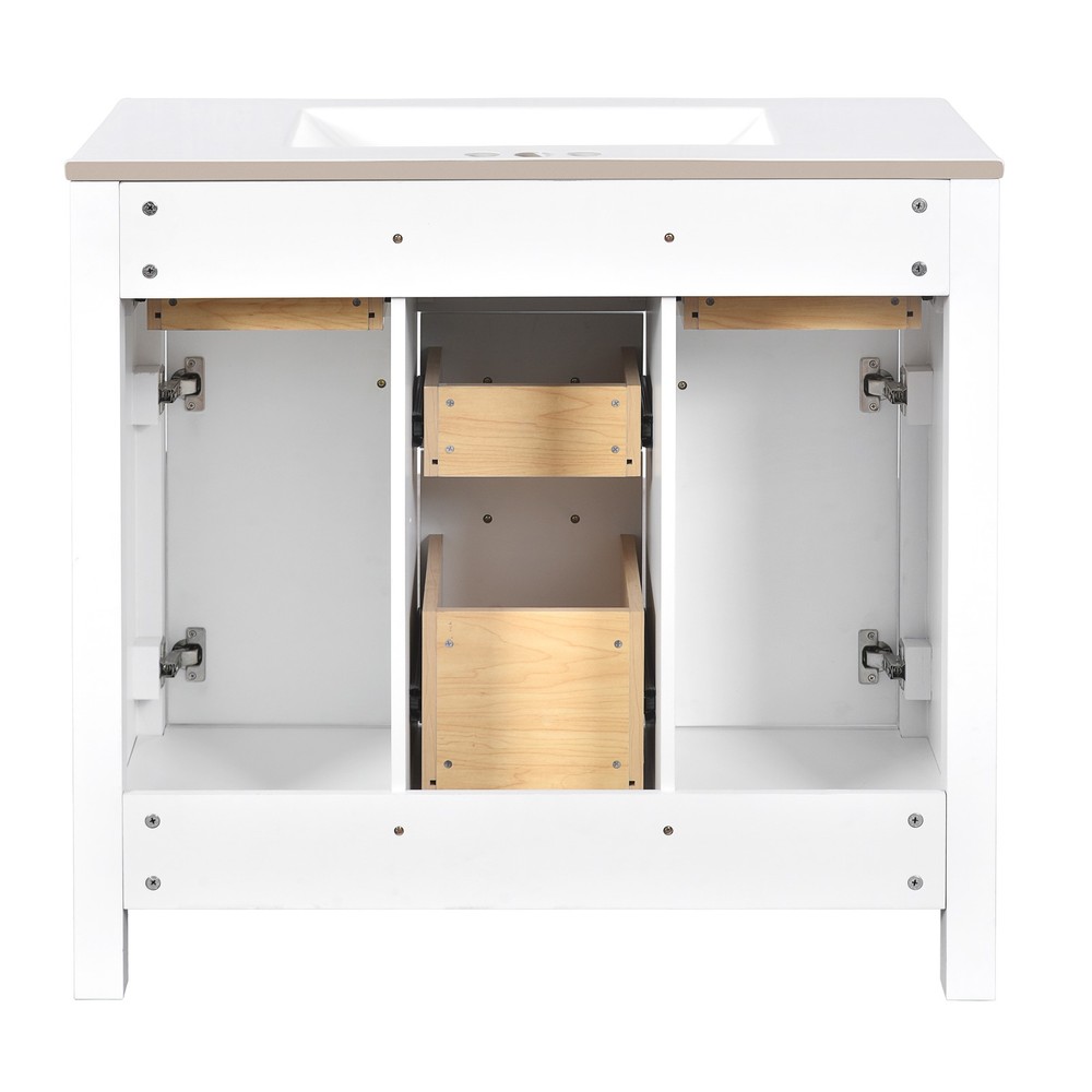 36'' Bathroom Vanity with Ceramic Sink Combo Set,Modern Freestanding Single Ba