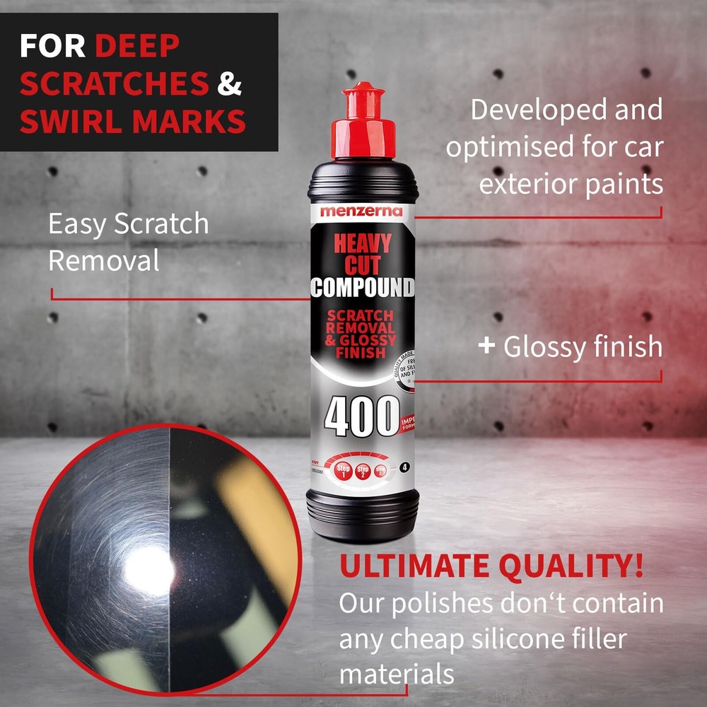 menzerna Heavy Cut Compound 400" Car Polish I Cut, Medium & 8oz