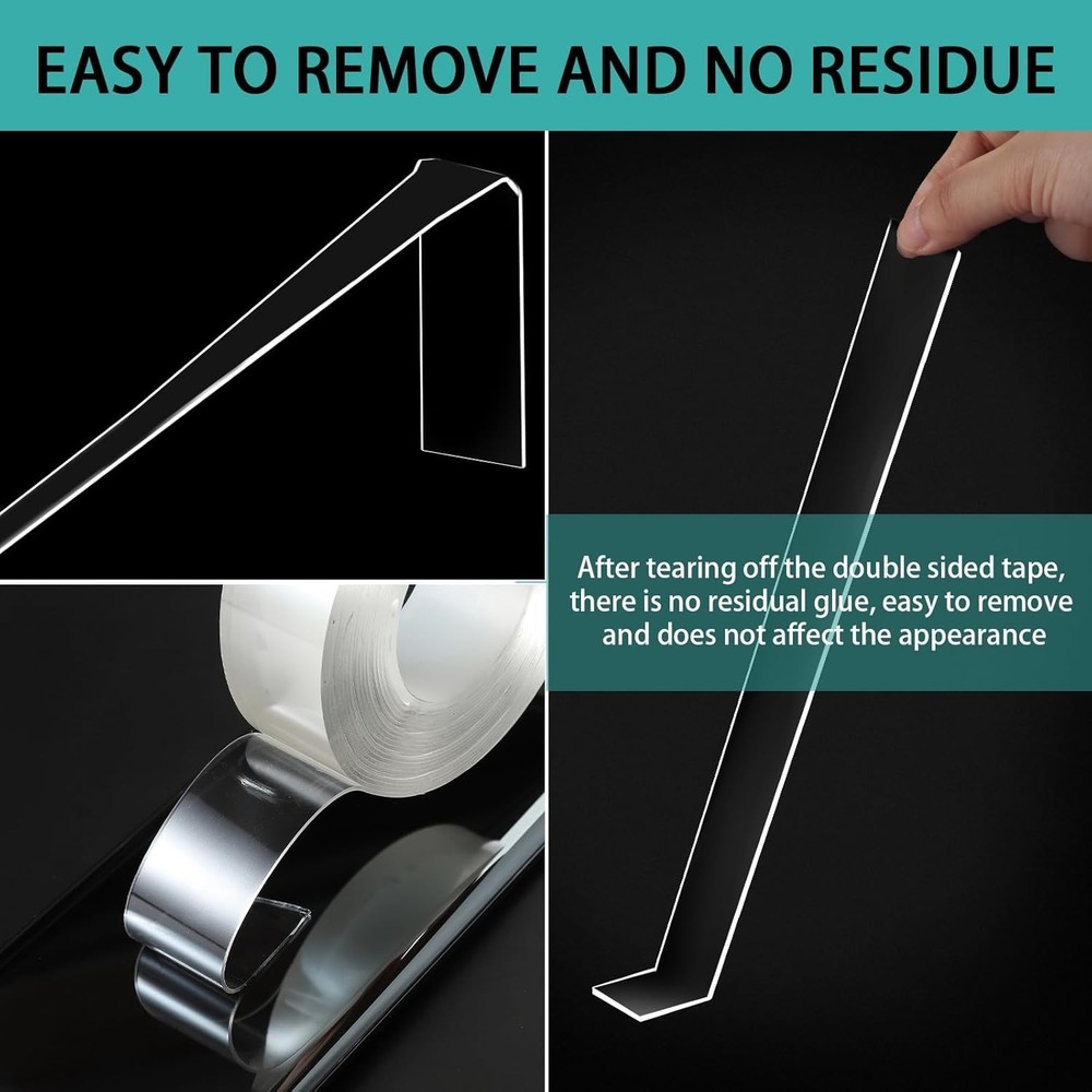 Heavy Duty 10ft Double Sided Acrylic Tape - Clear, Removable Adhesive Solution
