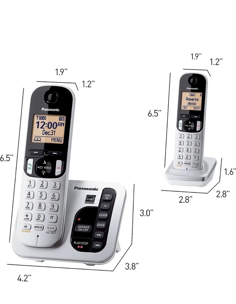 PANASONIC Expandable Cordless Phone Answering Machine Call Block 2 Handsets