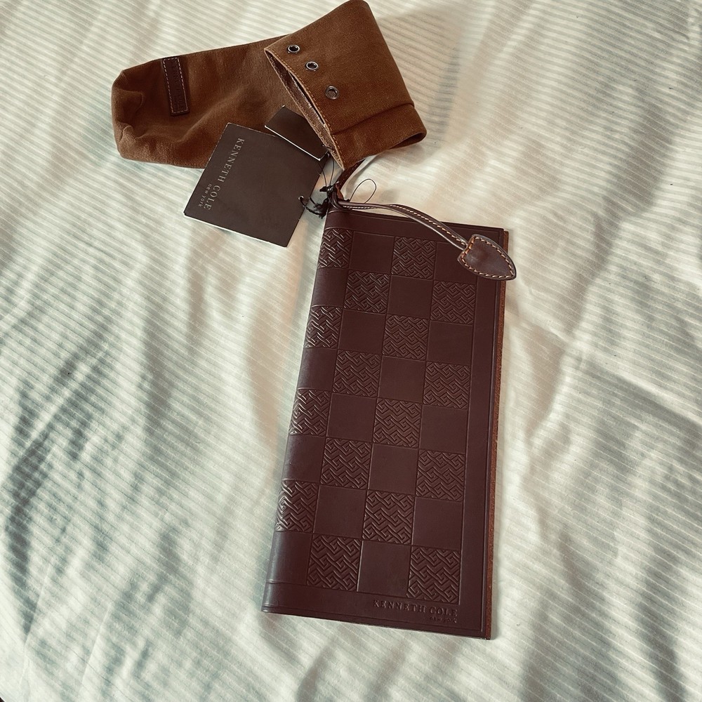 Kenneth Cole Portable Leather Chess Board/ mat, new with tags
