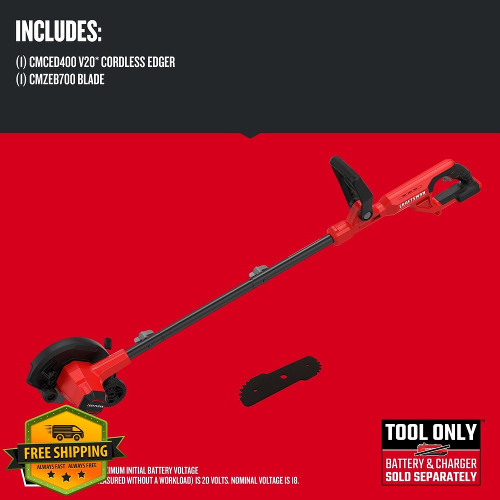 CRAFTSMAN 20V Cordless Edger Trencher Bare Tool CMCED400B