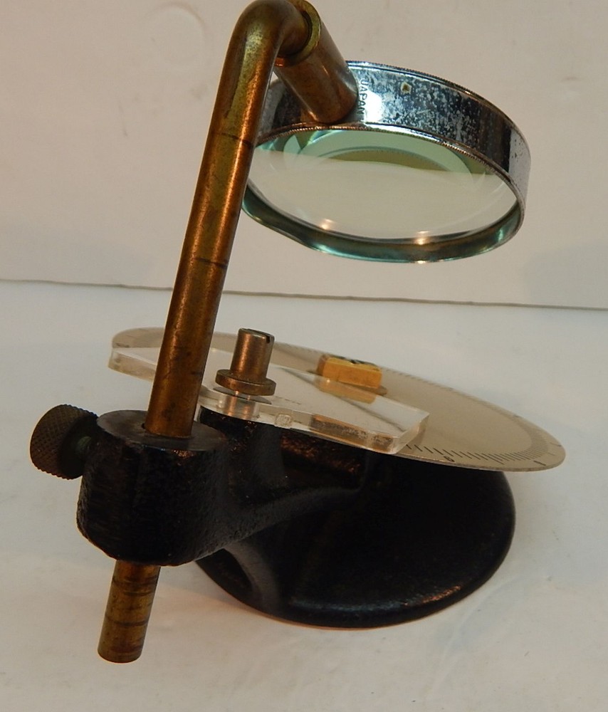 Antique Sangamo Tachograph Dual Purpose Cast Iron Base Magnifying Chart Analyzer