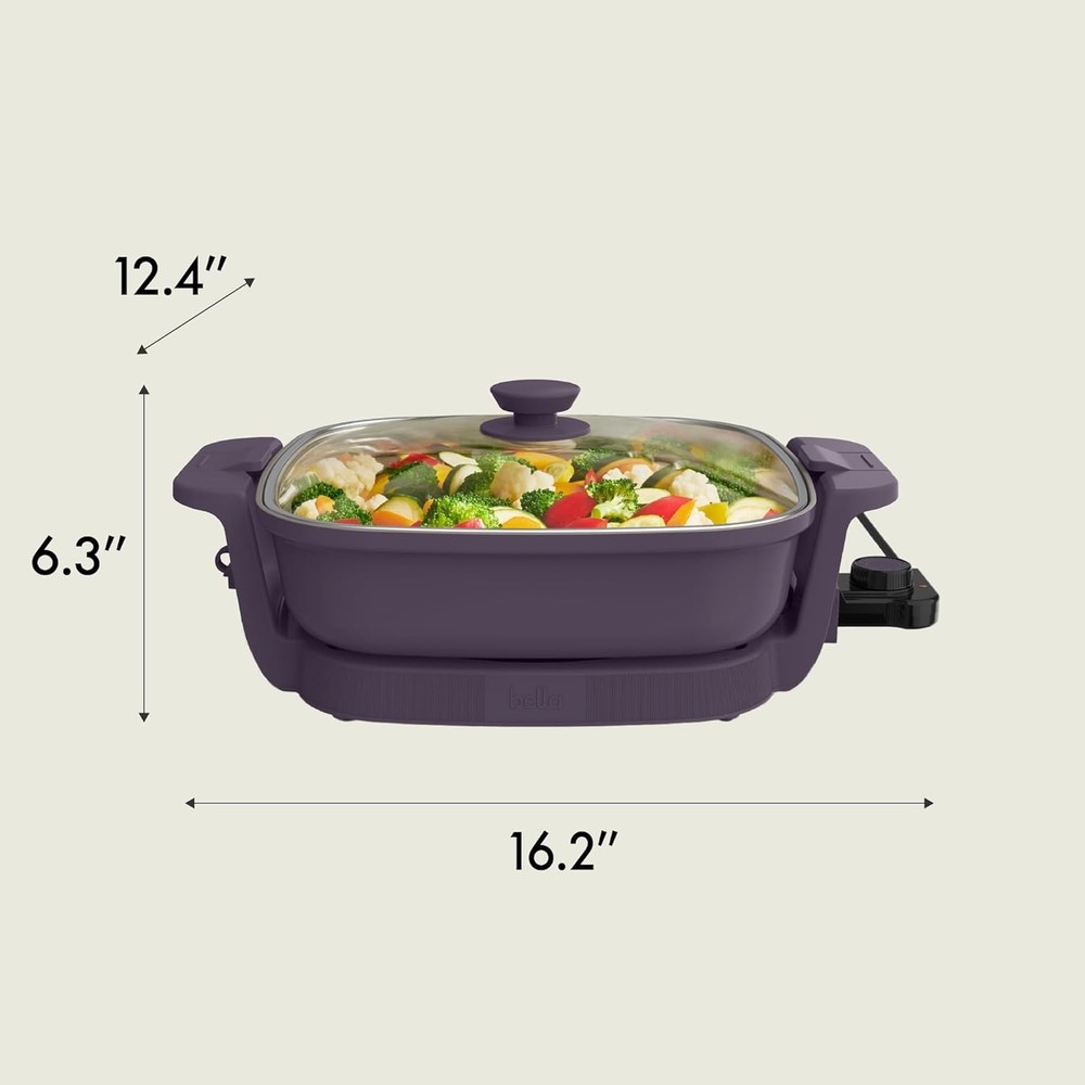 bella Make & Take Electric Skillet, Fits-anywhere™ kitchenware, Plum