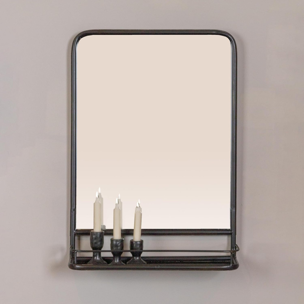 Large Metal Framed Mirror with Shelf