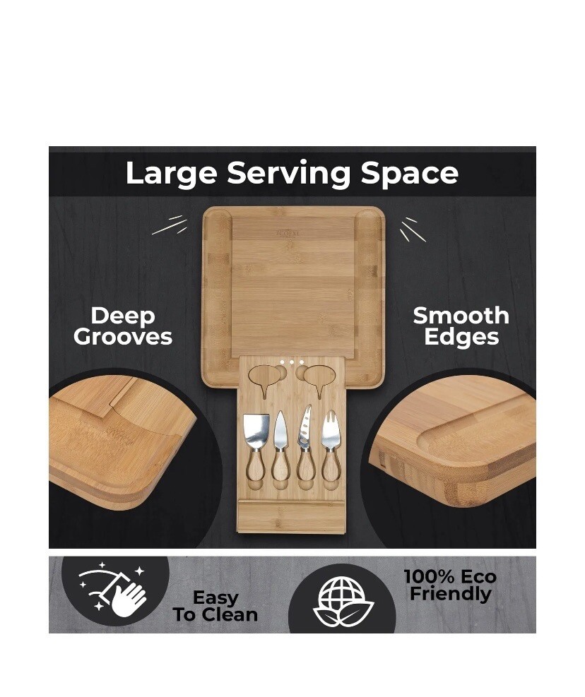 ECOEXL Cheese Board Charcuterie Board Set - Bamboo Serving Platter & Cutting ...