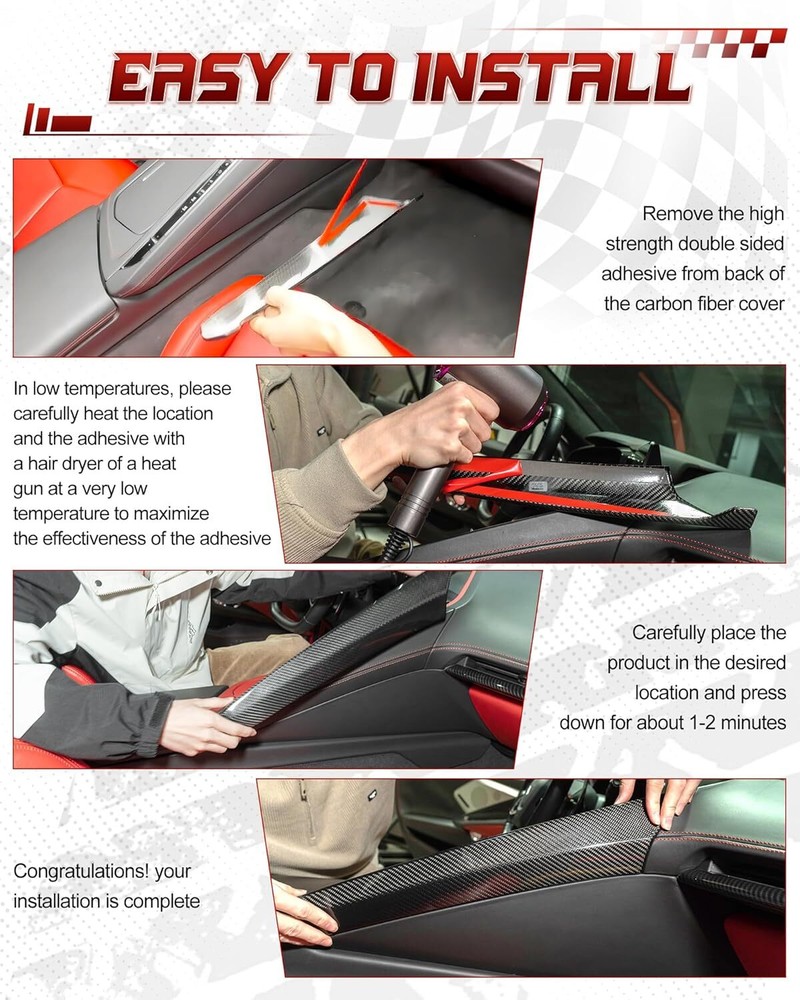 REAL Carbon Fiber Center Console Passenger Side Trim Panel For Corvette C8 2020+