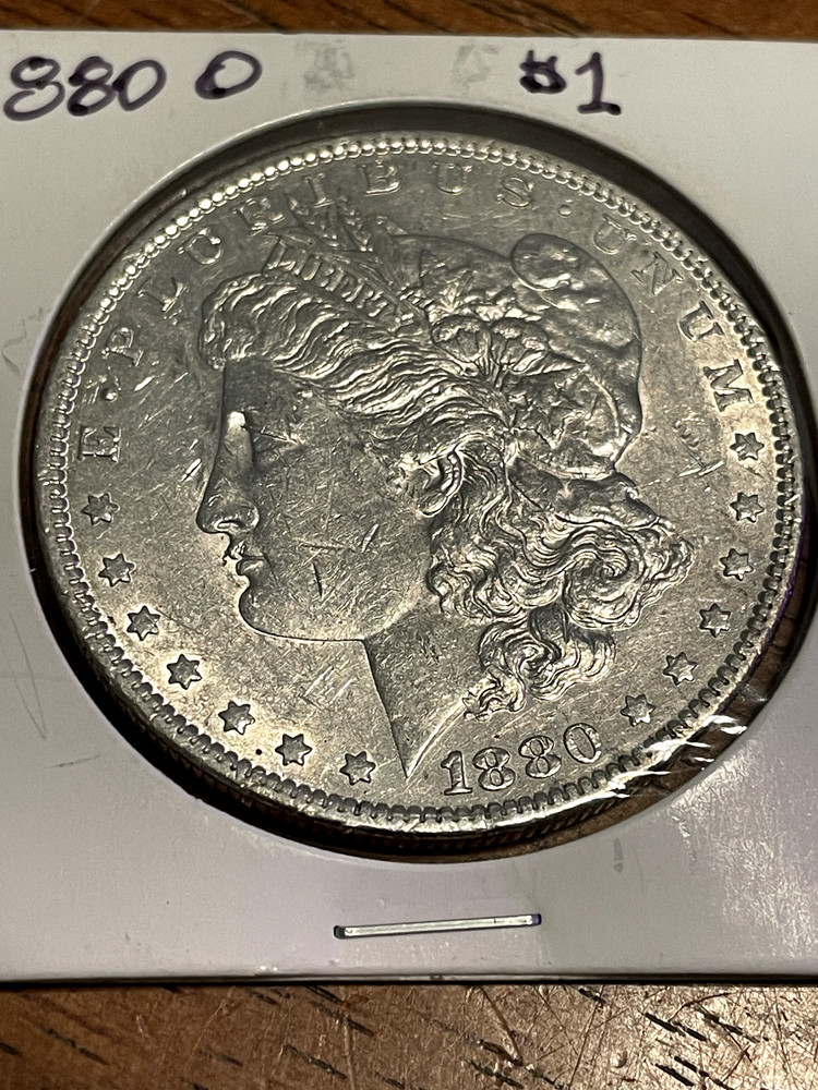 1880-o Morgan Silver Dollar.  AU .