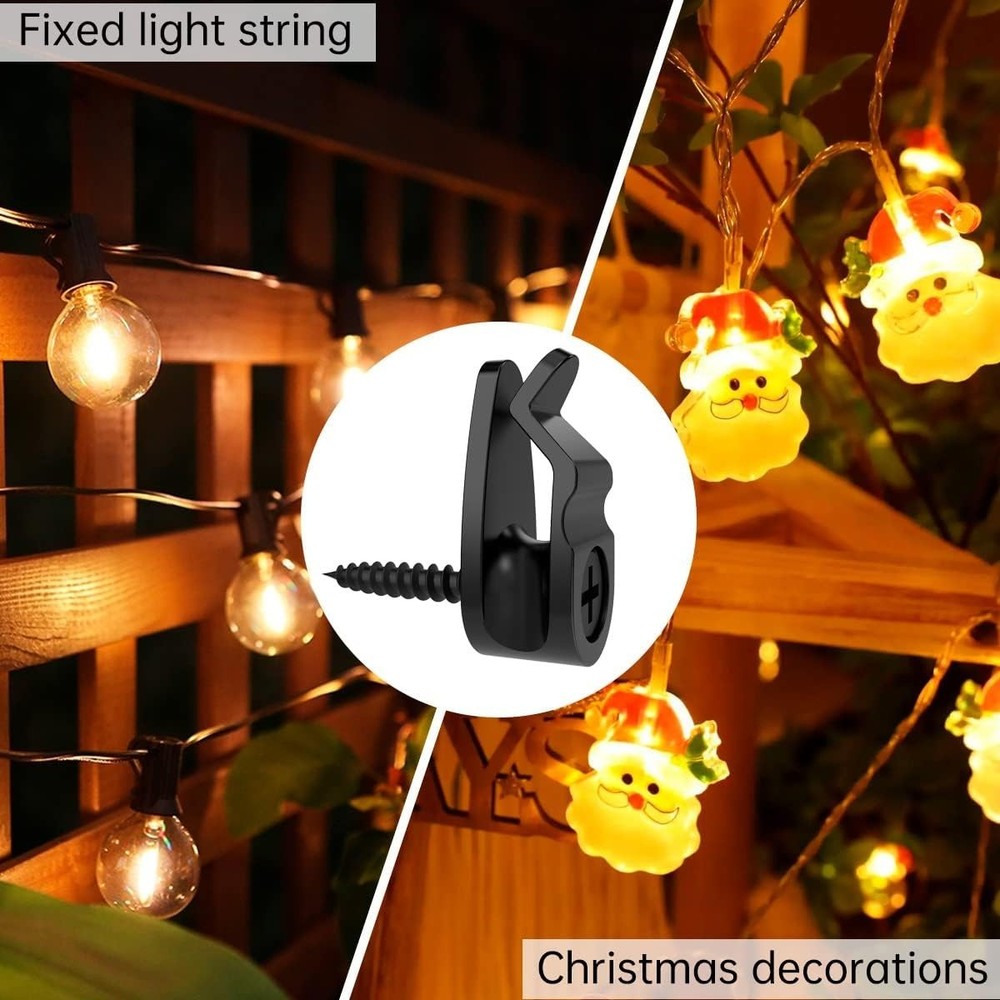 String Light Hooks Small Black 50 Pack Wall Mount Fairy Light Clips Rustproof