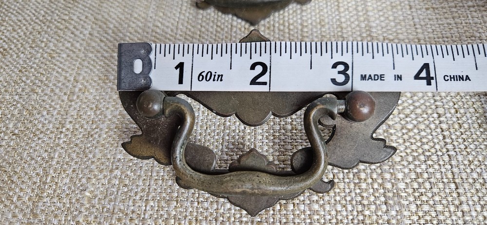 Vintage Chippendale Batwing Drawer Pulls Set 11 Brass 2 Sizes