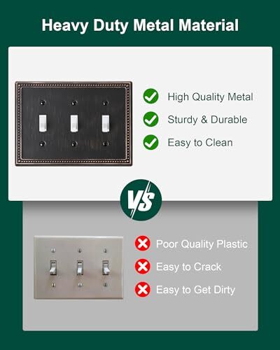 2-Pack Triple Toggle Light Switch Cover Plate Pearls Decorative Switch Plate ...
