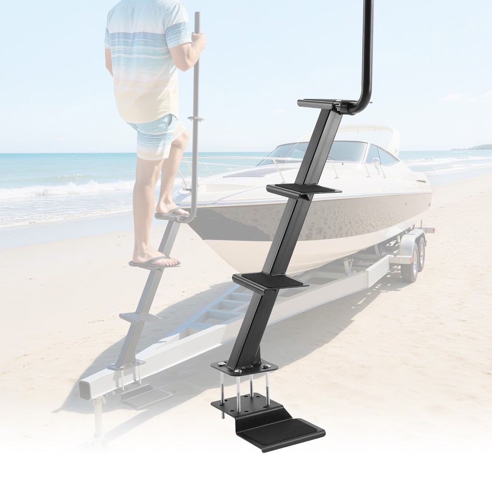 Uimoso Heavy Duty Boat Trailer Steps with Handle, 4-Step Bottom Mount Design