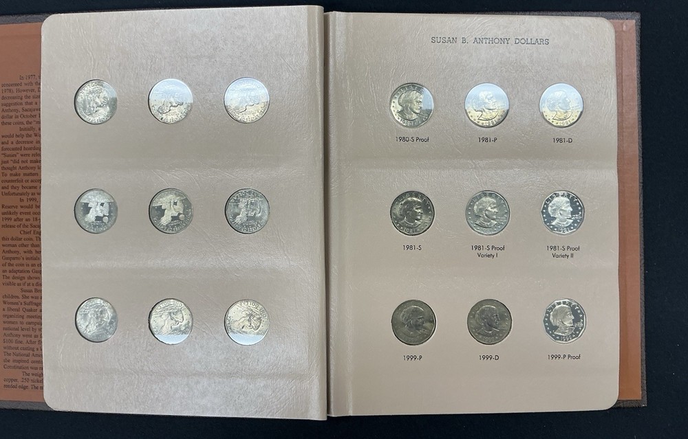 Susan B Anthony Complete Set Dansco 8180 With Slipcase