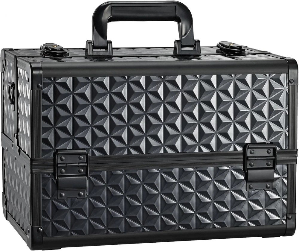 Professional Makeup Train Case - Lockable Aluminum Organizer with Adjustable Div