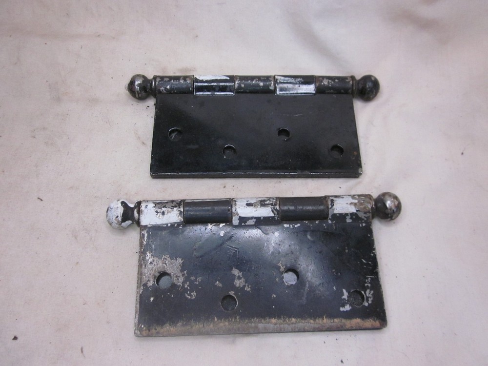 2 large vintage ball tip hinges hinge pair 4 1/2"