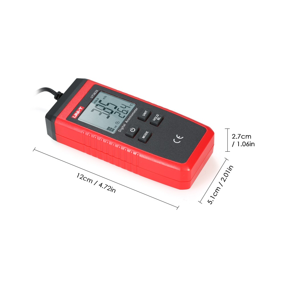 2- UT363S Mini LCD Digital Anemometer Handheld Wind Speed Meter Air
