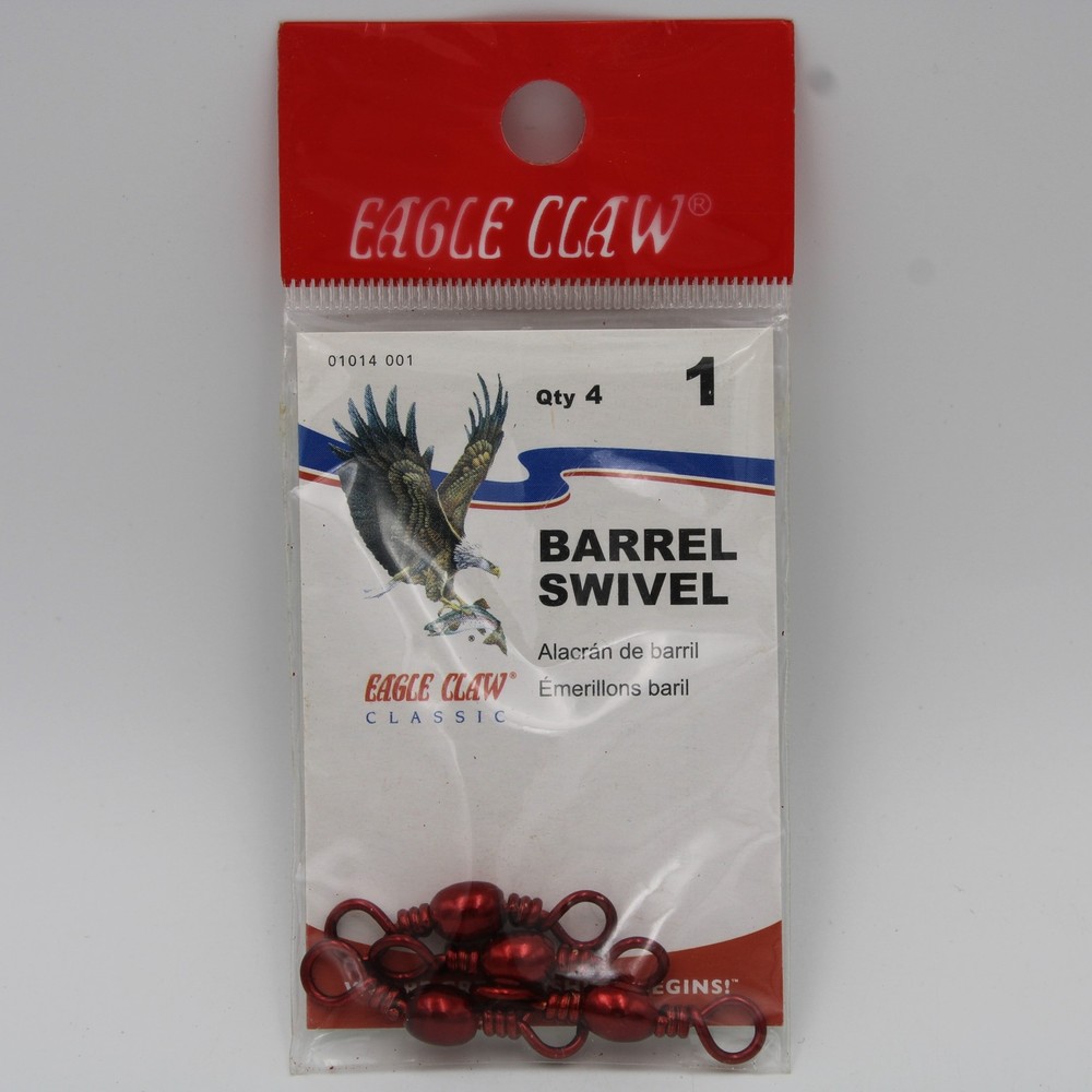 Eagle Claw Barrel Swivels 01014-001 Size 1 4 Pack Red