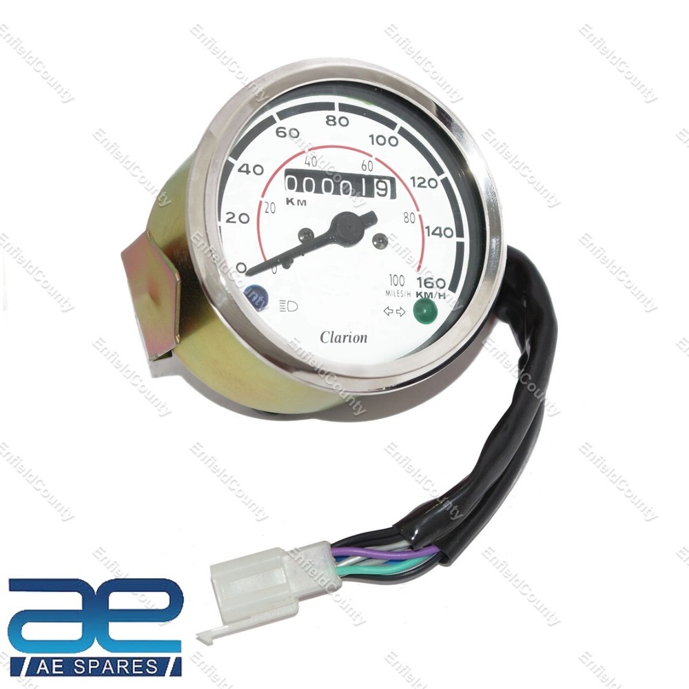 Fits Royal Enfield Early Models Speedometer White Face Kph / Mph S2u