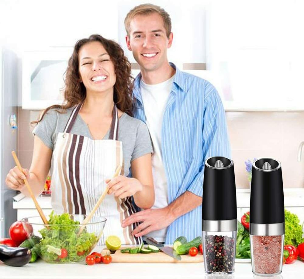 Electric Auto Gravity Sensor Salt and Pepper Grinder Mills Adjustable Coarseness