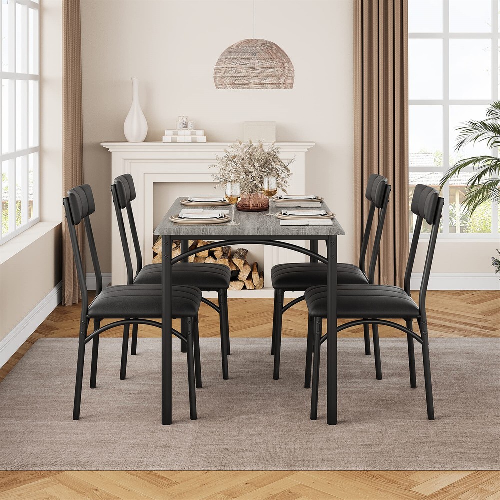 Dining Table Set for 4 Kitchen Table Chairs Metal Wood Upholstered Dining Sets