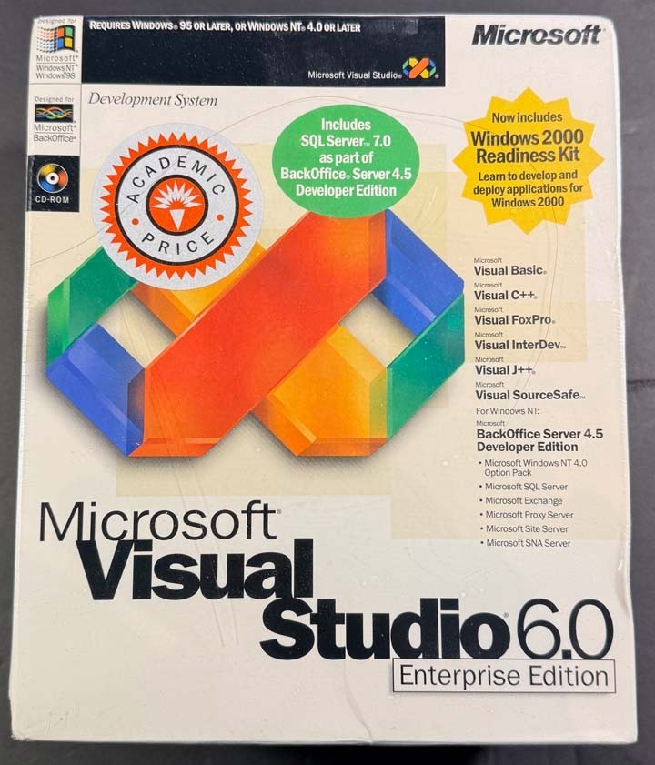 AUTHENTIC Genuine Microsoft Visual Studio 6.0 Enterprise Edition 628-00404