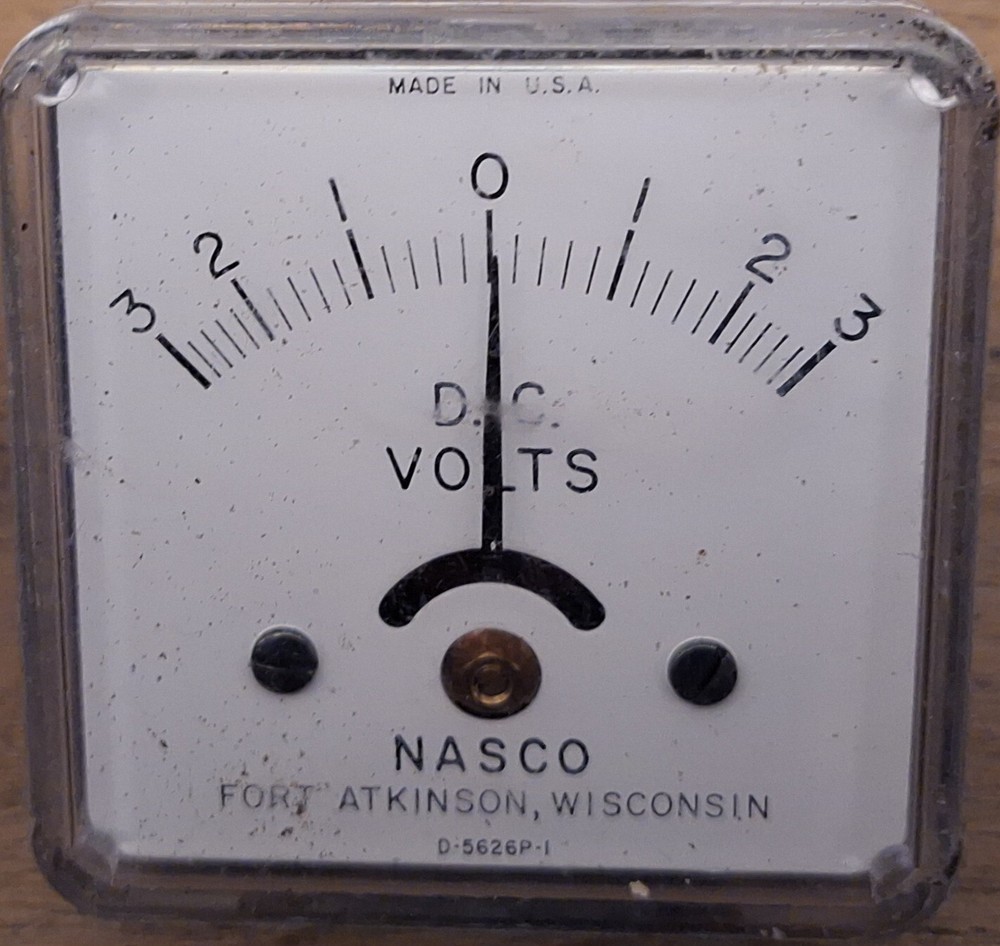 Nasco 0-3 volt DC Voltmeter D-5626P-I