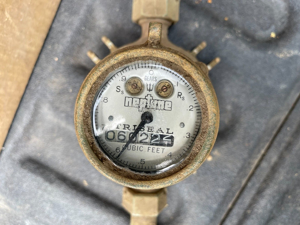 Vintage Brass Water Meter Neptune Trident
