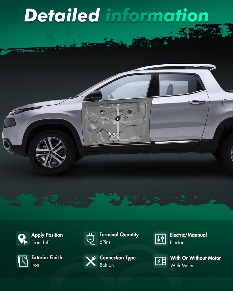 Power Window Regulator Motor Fit 2014-2018 Front Left Side 751-409