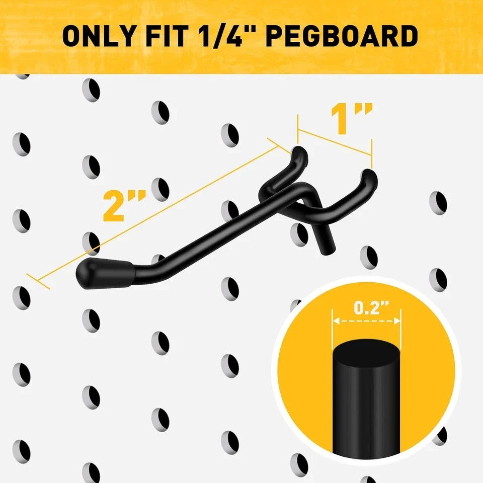 60-Piece 2 Inch Extra Thick Pegboard Hooks, Heavy Duty Peg Board Organizer Acces