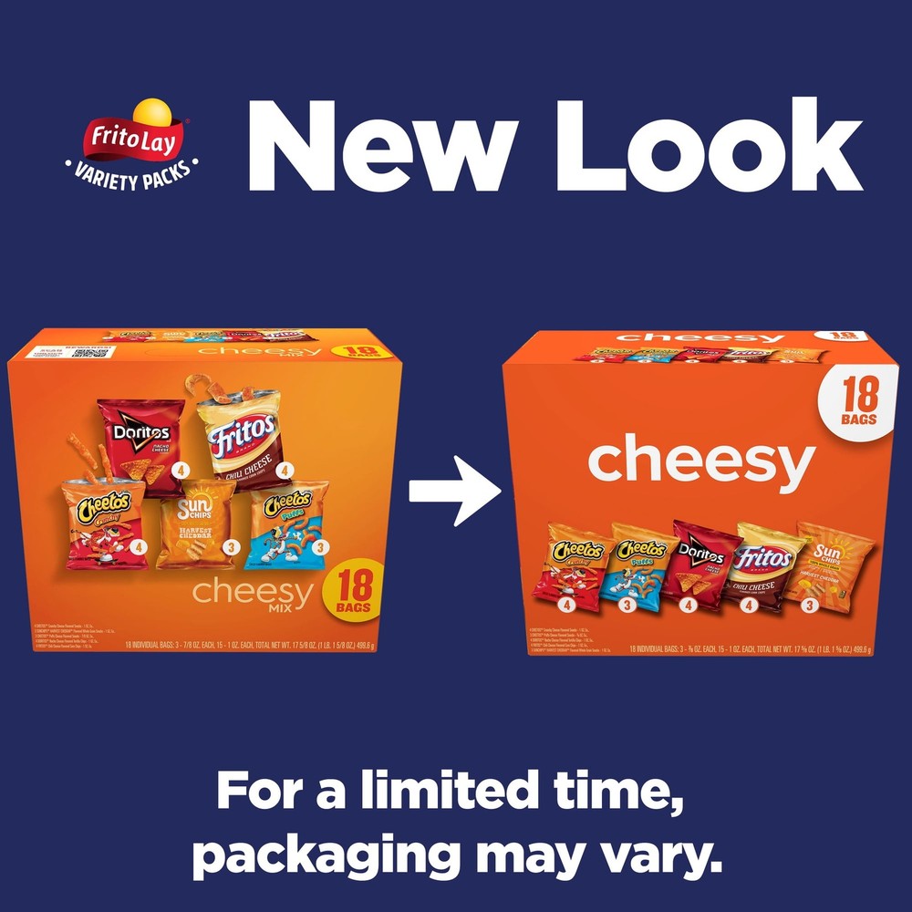 Frito-Lay Cheesy Snack Chips Variety Pack, 18 Count Multipack Box New