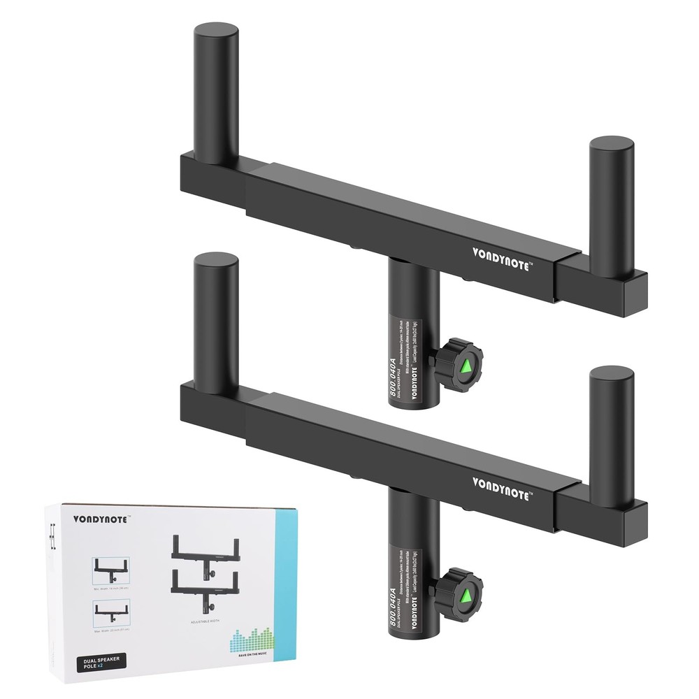 Dual Speaker Mount Bracket Set of 2 - Adjustable Width Forks