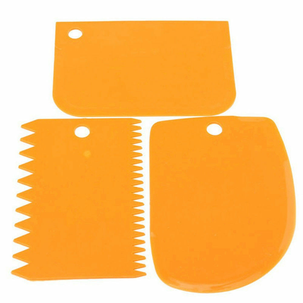 3pcs Cake Baking Scraper Fondant Pastry Decoration Tools Icing Dough Plastic
