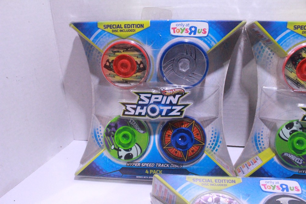 3x Hot Wheels Spin Shotz 4 Pack Special Edition Disc Hyper Speed Track Discs NEW