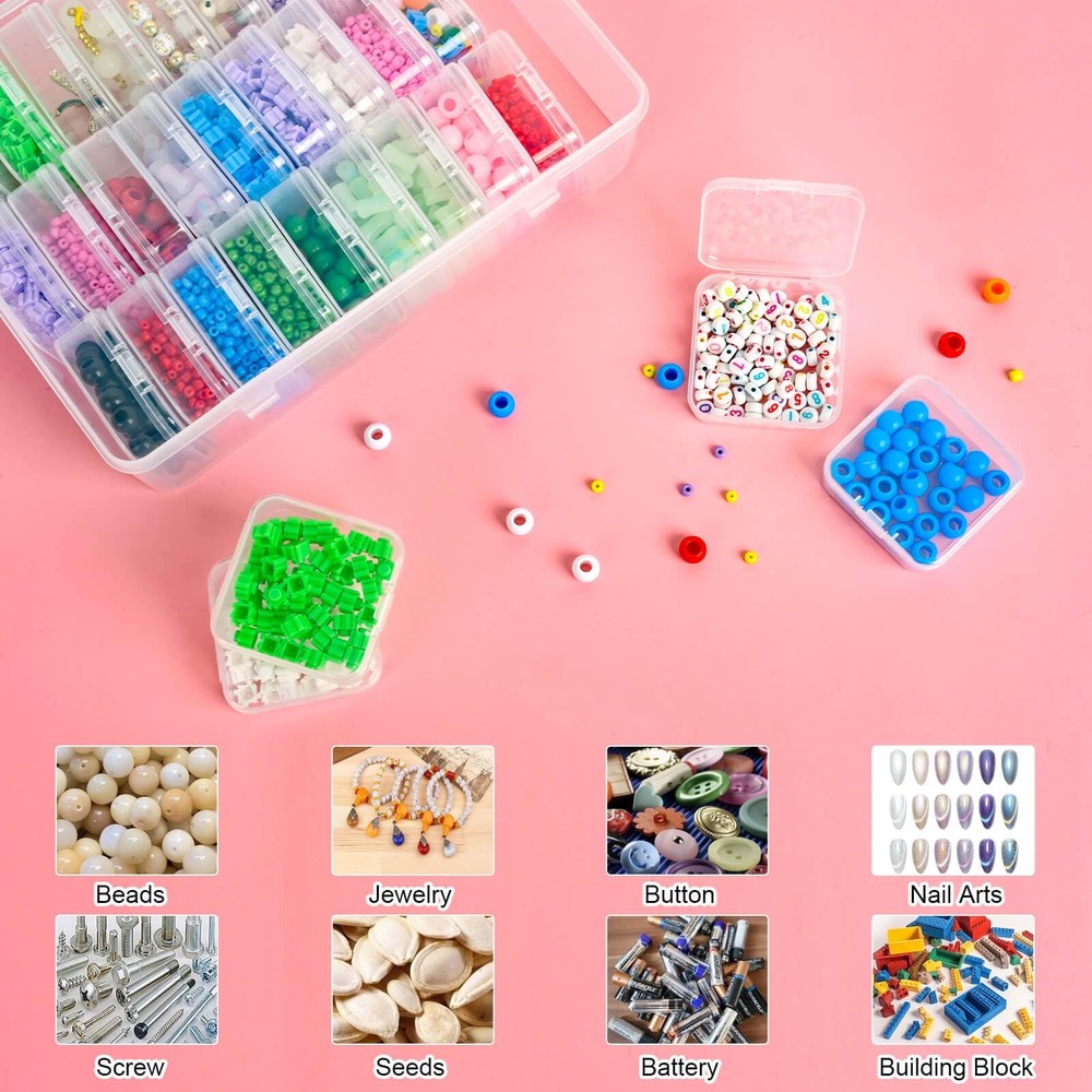 Bead Organizer, 30Pcs Small Clear Plastic Storage Containers with