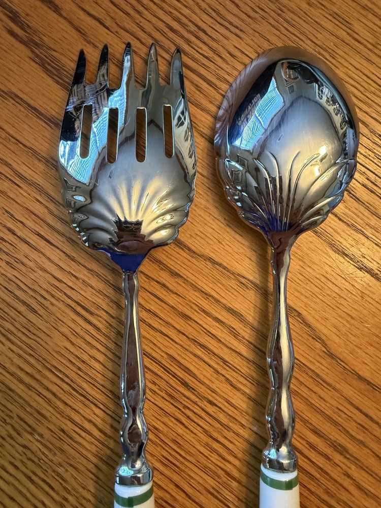 SPODE Christmas Tree Serving Spoon & Meat Fork Set Holiday Servers