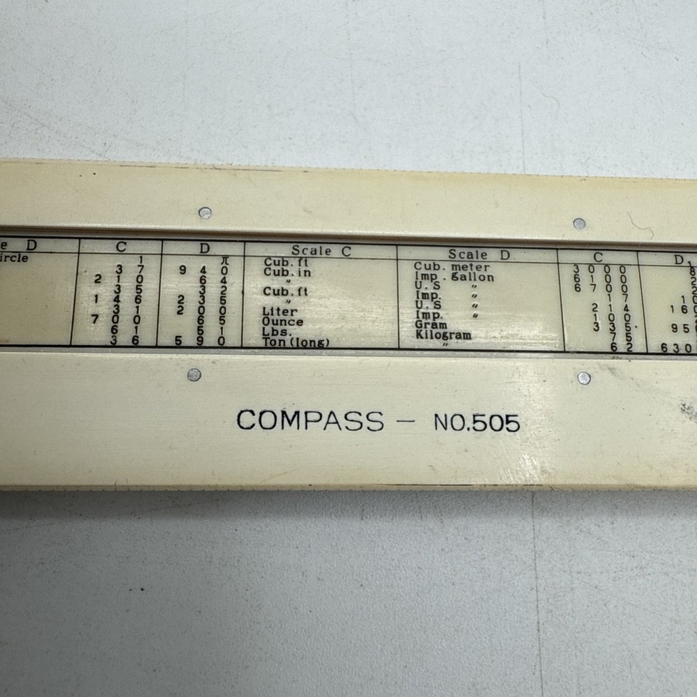 Vintage Compass Slide Rule No. 1321 Double Sided W/ Leather Case