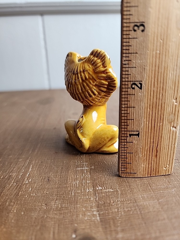 Vintage Tan Lion Ceramic Macrame Bead 2.5 Inch