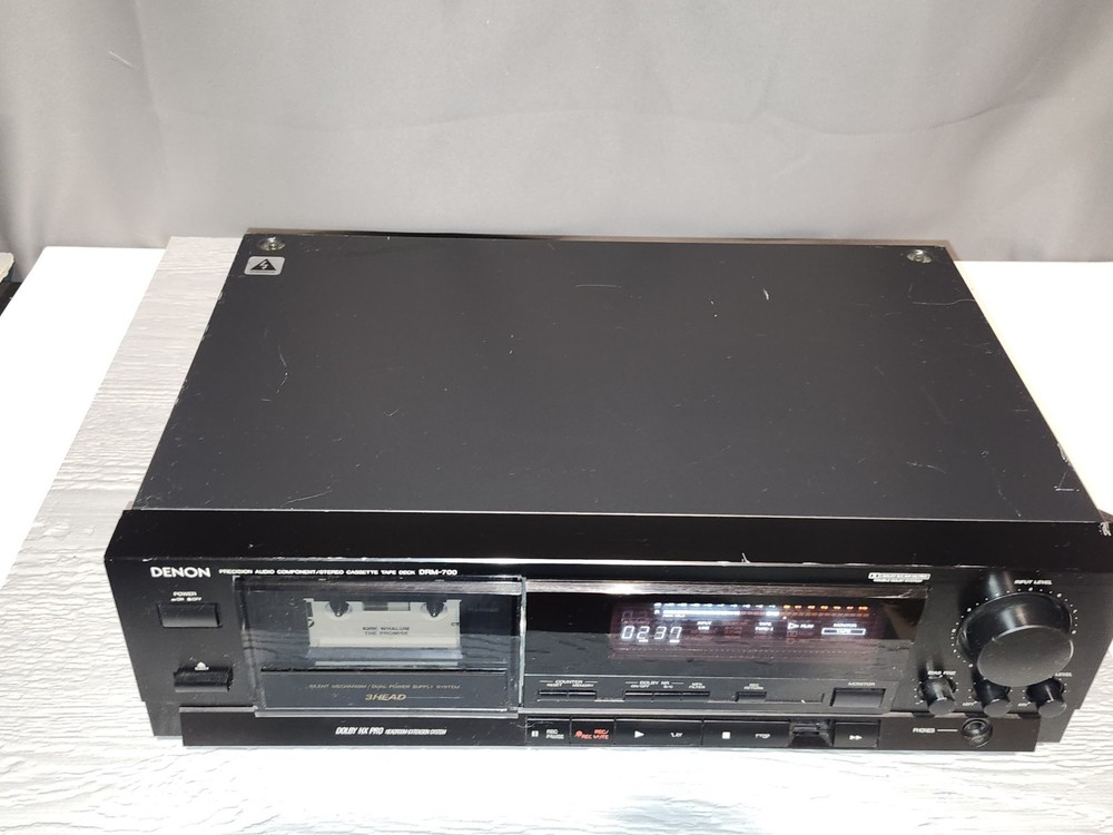 Denon DRM-700 Stereo Cassette Deck - *MISSING REWIND BUTTON, but WORKS NICELY