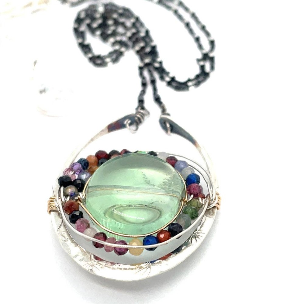 Fluorite Mixed Gemstone Pendant Necklace