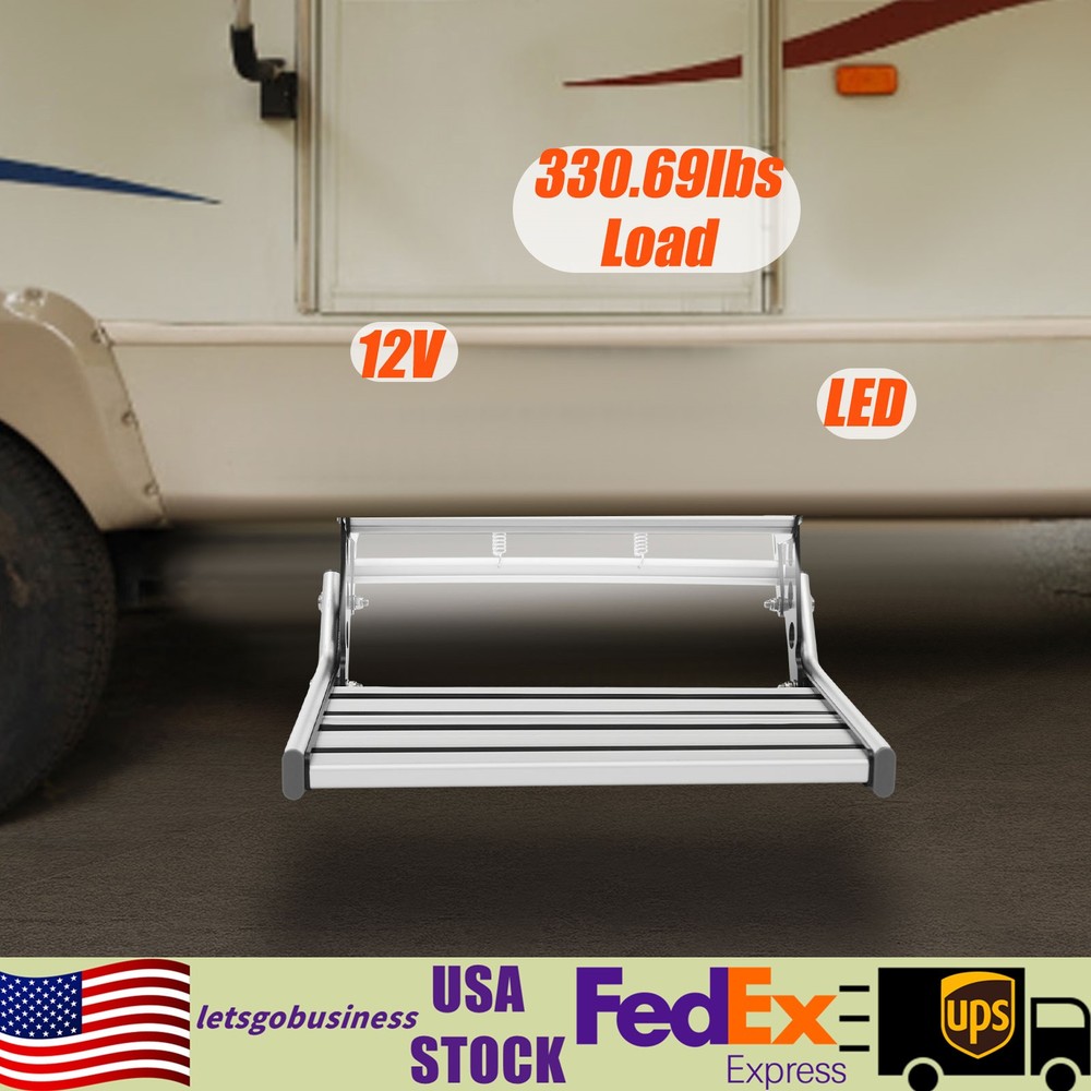 Folding RV Step Manual RV Step RV Trailer Camper Step with LED Light 330lbs Load