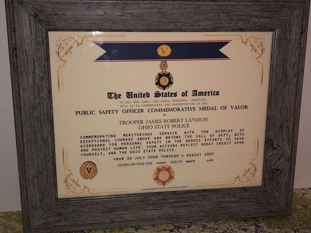 PUBLIC SAFETY OFFICER COMMEMORATIVE MEDAL CERTIFICATE - Type-1